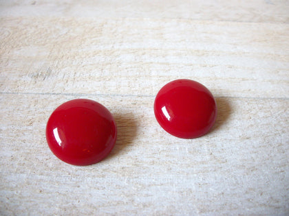 Vintage Red 1950s Button Clip On Earrings 61920