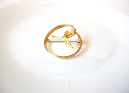Vintage Glass Pearl Brooch Pin 121620