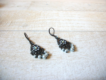 Vintage Gun Metal Pearl Earrings 61520