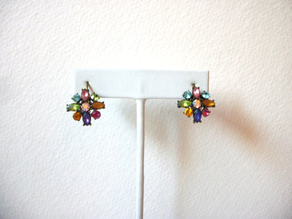 Vintage Colorful Glass Flower Earrings 61520