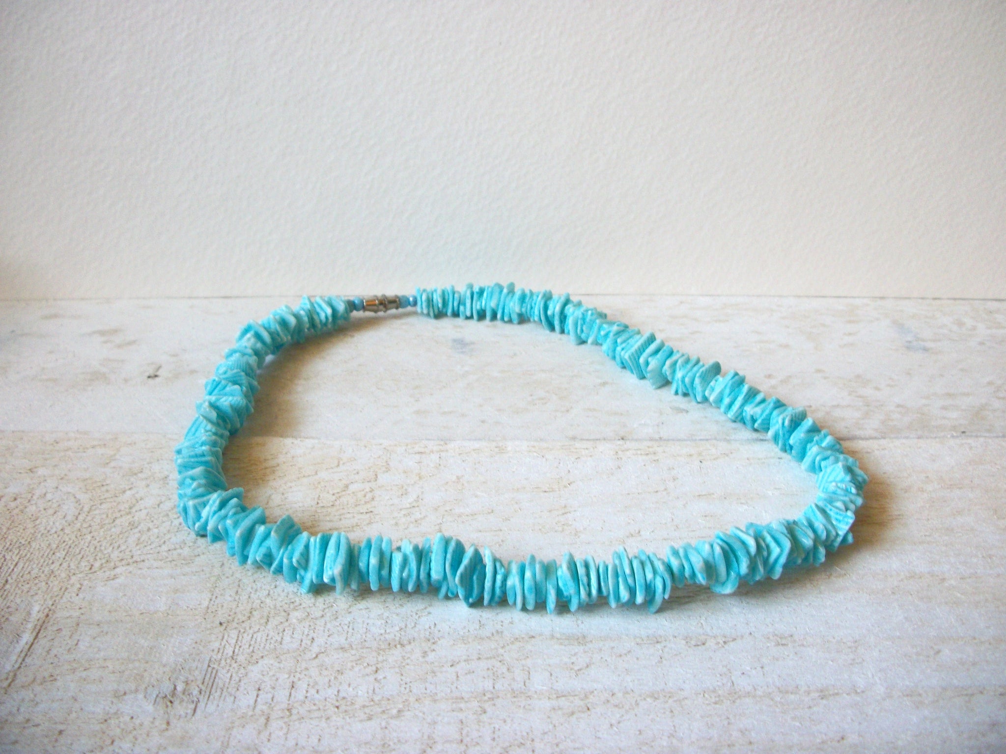 Retro Light Blue PUKA Shell Necklace 61820