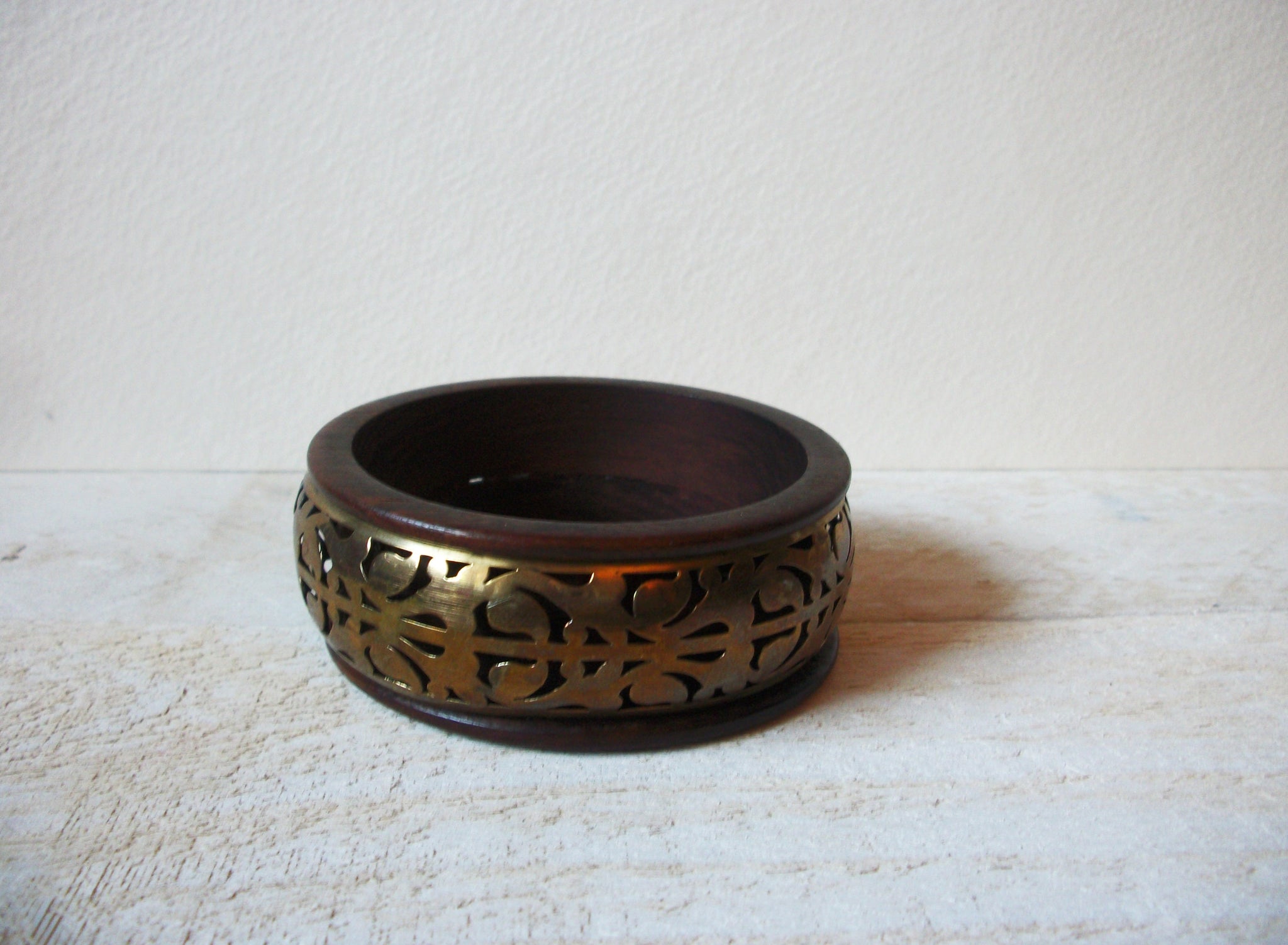 African Wood Brass Bangle Bracelet 70120