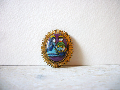 German Limoge Stone Christmas Brooch 61920