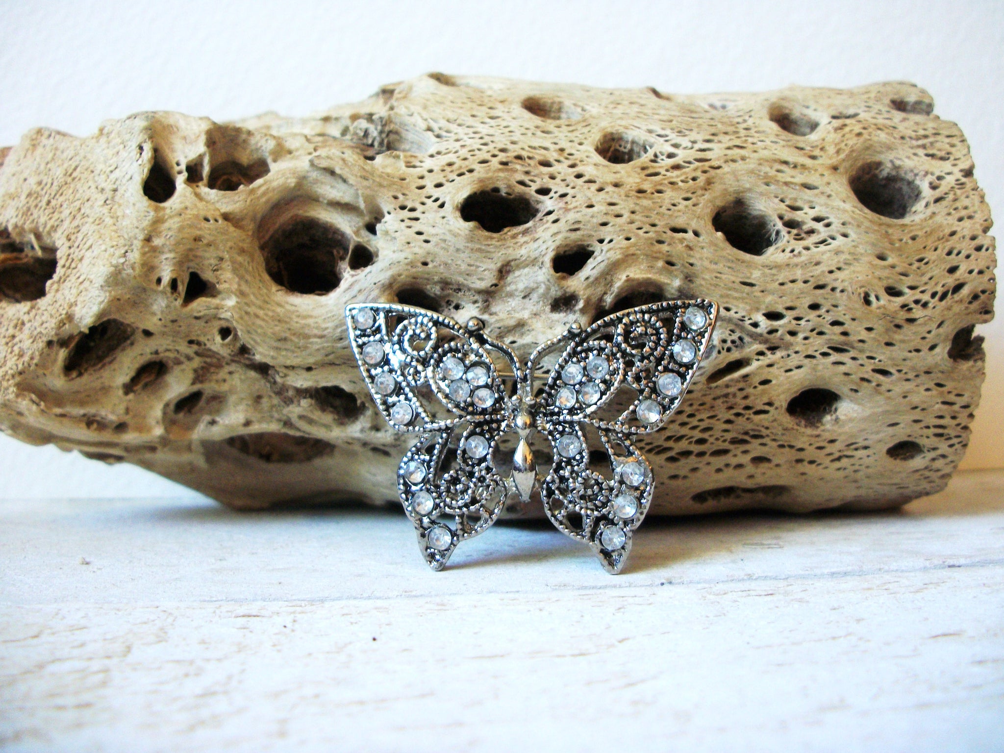 Vintage Rhinestone Butterfly Brooch 61320