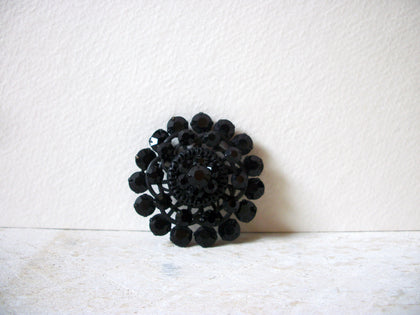 Vintage Black Rhinestones Brooch 62720