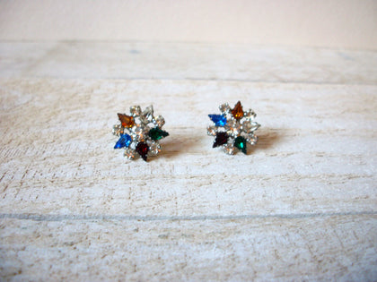 Smaller Vintage Colorful Rhinestone Earrings 61520