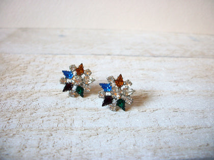 Smaller Vintage Colorful Rhinestone Earrings 61520