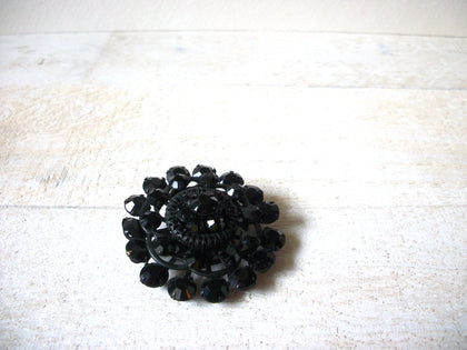 Vintage Black Rhinestones Brooch 62720
