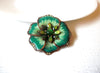 Vintage LC Stamped Designer Teal Flower Rhinestone Brooch Pin 121920