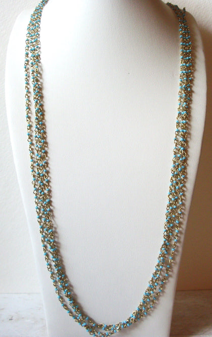 Retro Gold Blue Link Necklace 62220