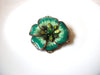 Vintage LC Stamped Designer Teal Flower Rhinestone Brooch Pin 121920