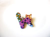 Vintage Colorful Fimo Clay Cat Brooch Pin 121620