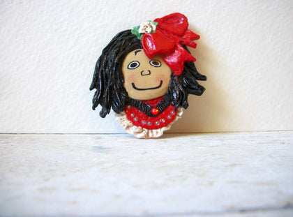 Hand Made Fimo Clay Girl Brooch 61220