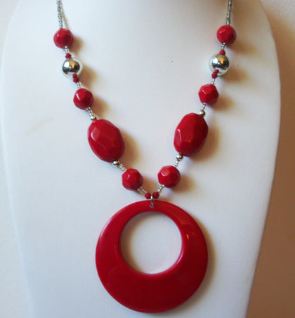 Retro Red Silver Necklace 62920