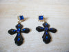 Retro Cobalt Blue Black Cross Earrings 70220