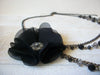 Vintage Black Silk Flower Czech Glass Necklace 63020