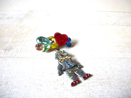 Vintage 1950s Clown Hearts Balloon Brooch 62620