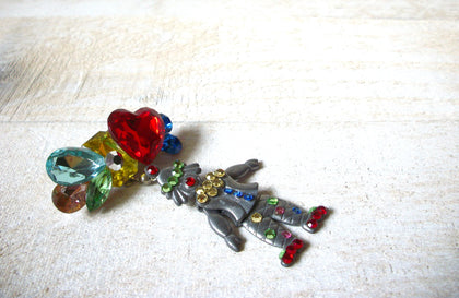 Vintage 1950s Clown Hearts Balloon Brooch 62620