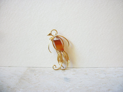 Vintage Orange Amethyst Penguin Brooch 63020