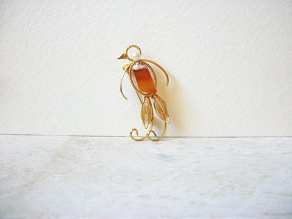 Vintage Orange Amethyst Penguin Brooch 63020