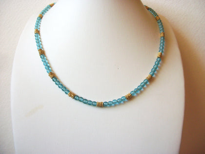 Vintage NAPIER Blue Gold Glass Necklace 63020