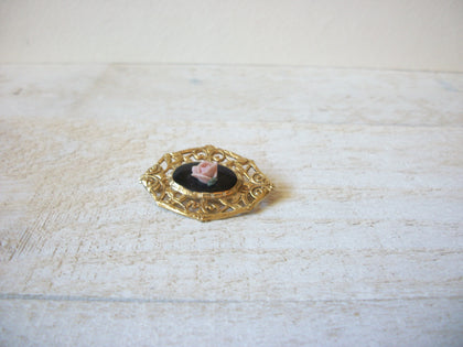 Vintage Victorian Porcelain Rose Brooch 70420