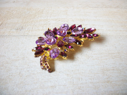 Gold Toned Amethyst Rhinestones Brooch 70220
