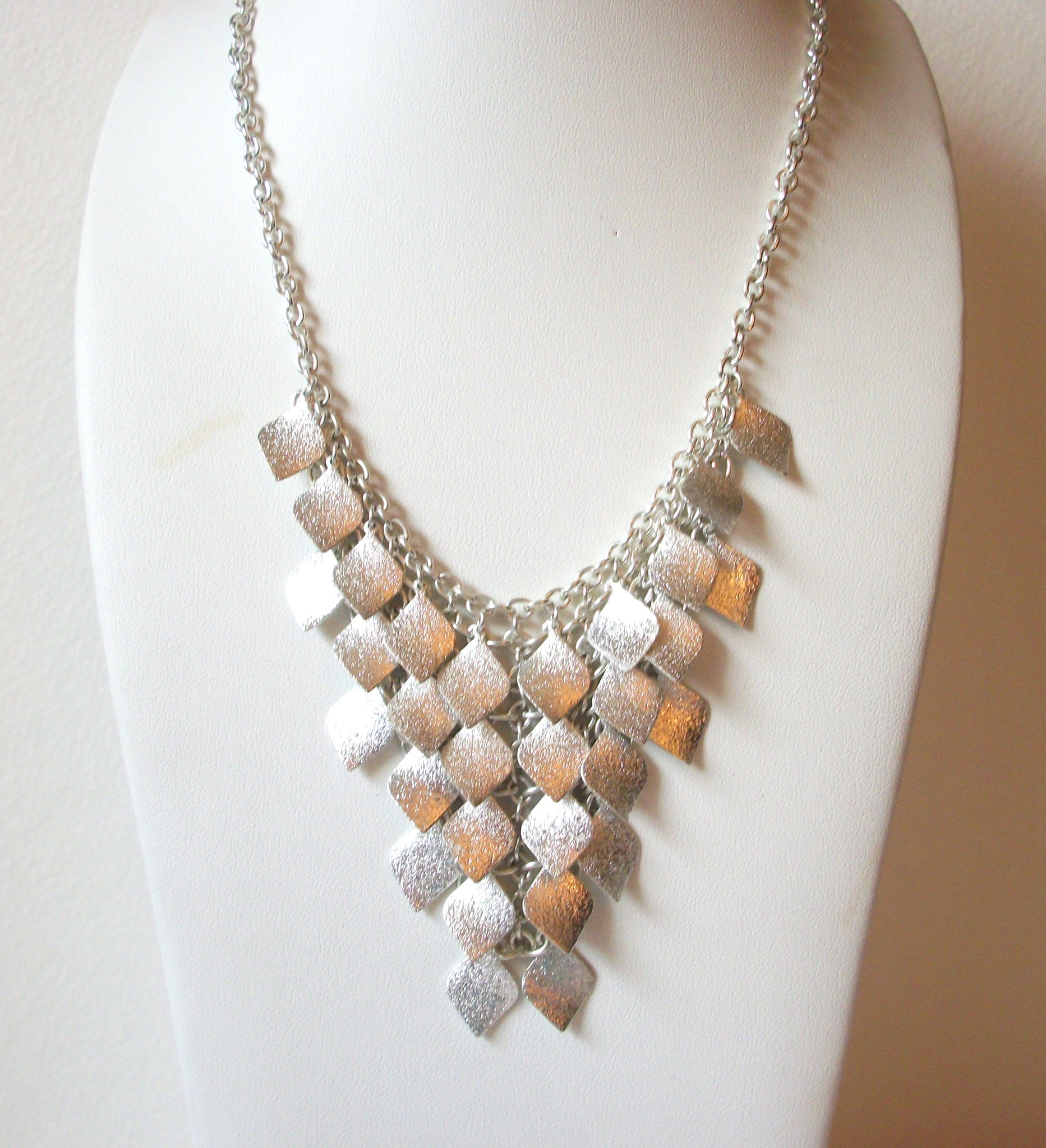 Retro Disco Silver Toned Necklace 70220