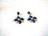 Retro Blue Gold Rhinestones Dangle Earrings 70320