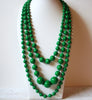 Retro 1970s Hand Knotted Green Beads Necklace 70320