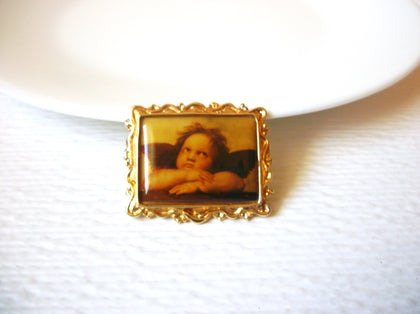 Vintage Angel Picture Brooch Pin 121920