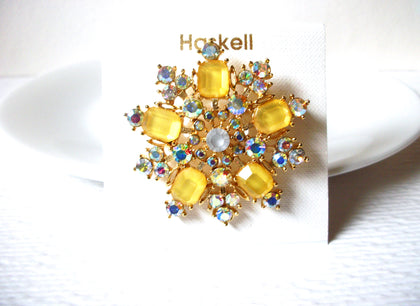 Sparkling Yellow Gold Rhinestones AB Crystal Brooch Pin 122020
