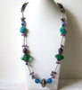 Southwestern Blue Green Stones Glass Necklace 70420