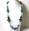 Southwestern Blue Green Stones Glass Necklace 70420