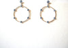 Retro Silver Blue Rhinestone Hoop Earrings 70520