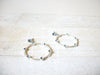 Retro Silver Blue Rhinestone Hoop Earrings 70520