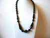 Black Necklace, CZECH Glass Heavier Black Round Plastic Beads 21 Inch Necklace 71218D