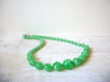 Vintage Green Silver Toned Bali Lucite Beads  Necklace 71218D