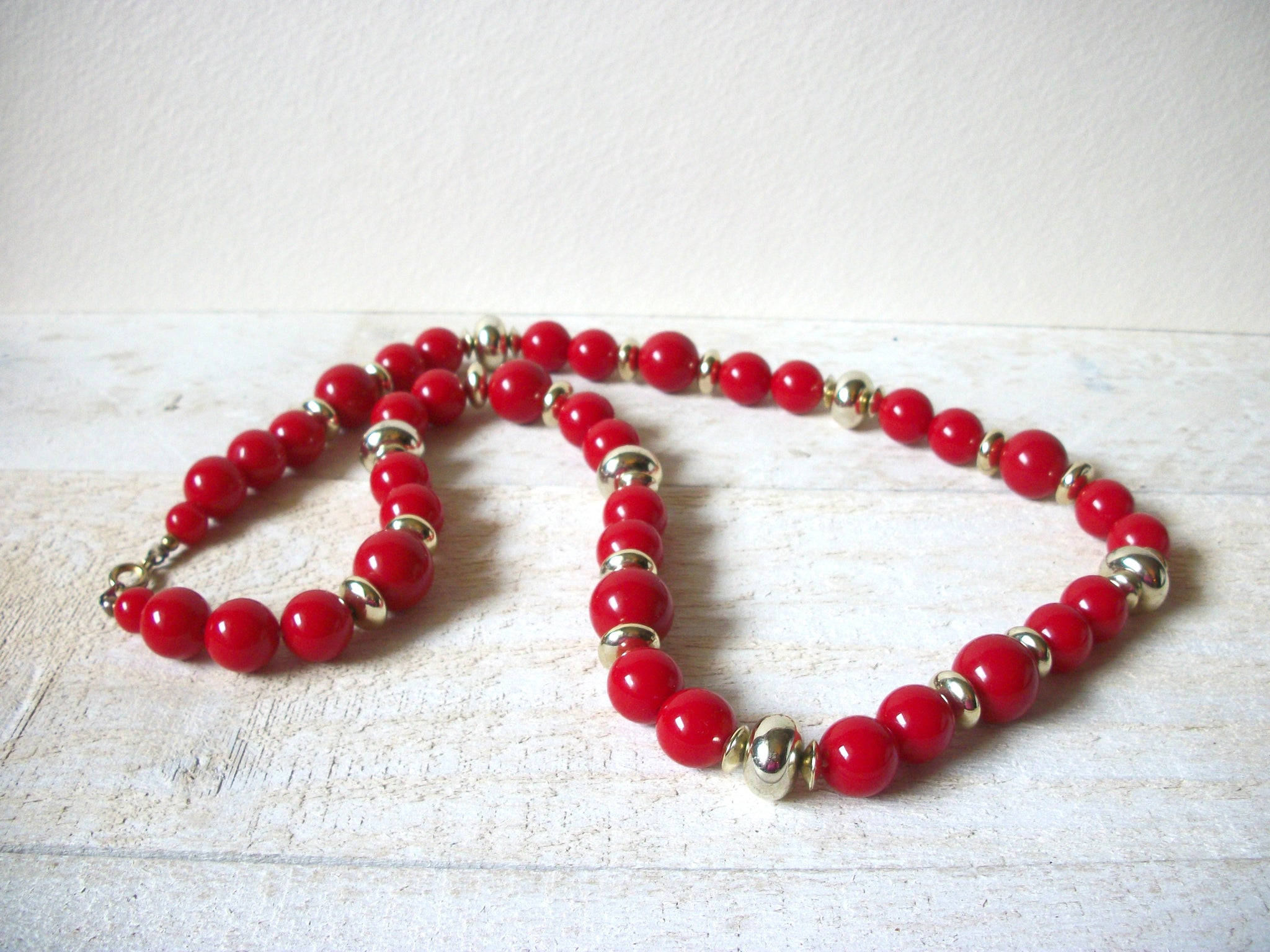 Retro Red Gold Beaded Necklace 70520