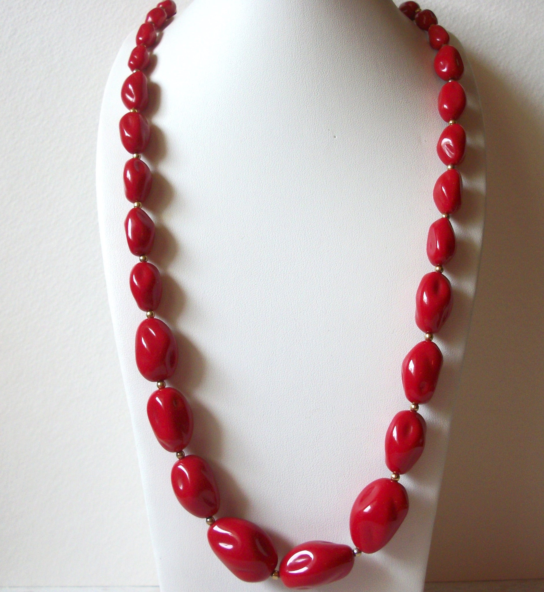 Retro Red Gold Beaded Necklace 70520