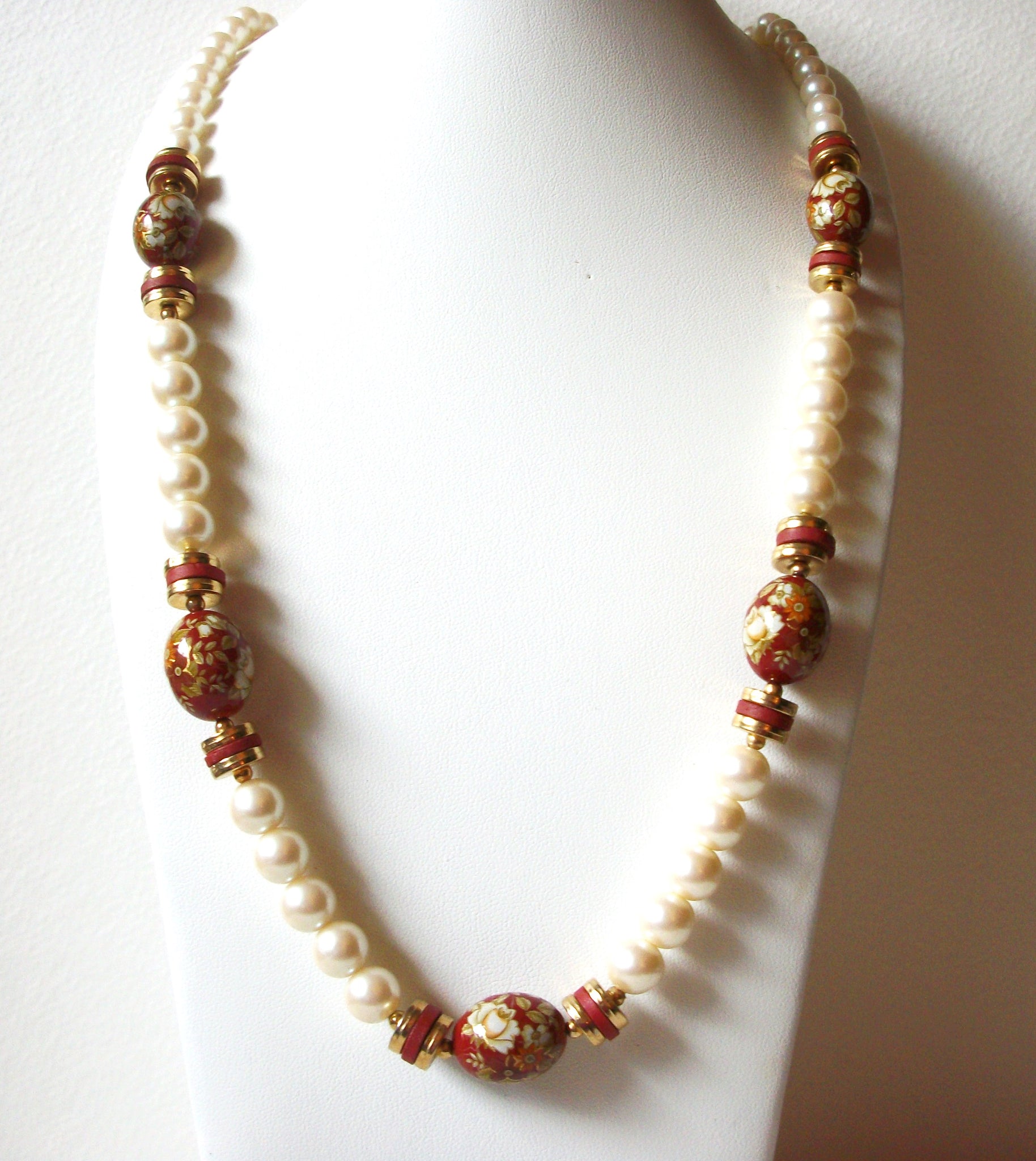 Romantic Old Plastic Glass Pearl Beads Necklace 70720