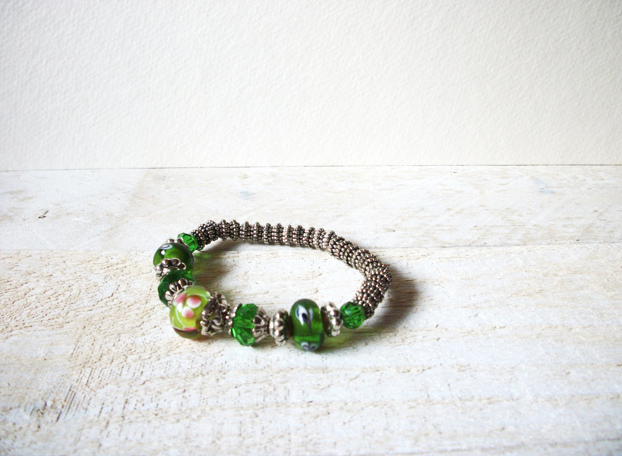BOHO Bohemian Green Glass Bracelet
