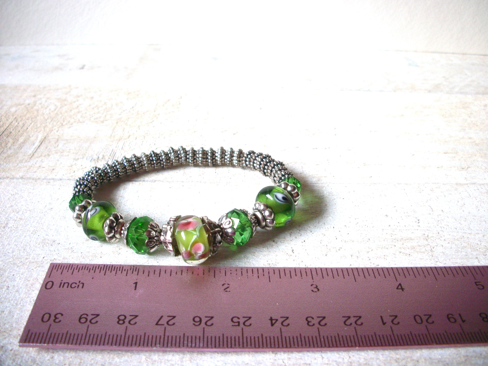 BOHO Bohemian Green Glass Bracelet