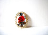 Vintage Hand Painted Glass Stone Rose Pin 71218T