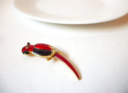 Vintage Enameled Rhinestones Bird Brooch 71218T