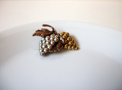Vintage Three Tone Metals Grape Vine Brooch Pin 71218T