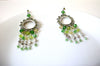 Vintage Green Rhinestones Glass Chandelier Earrings 71218T