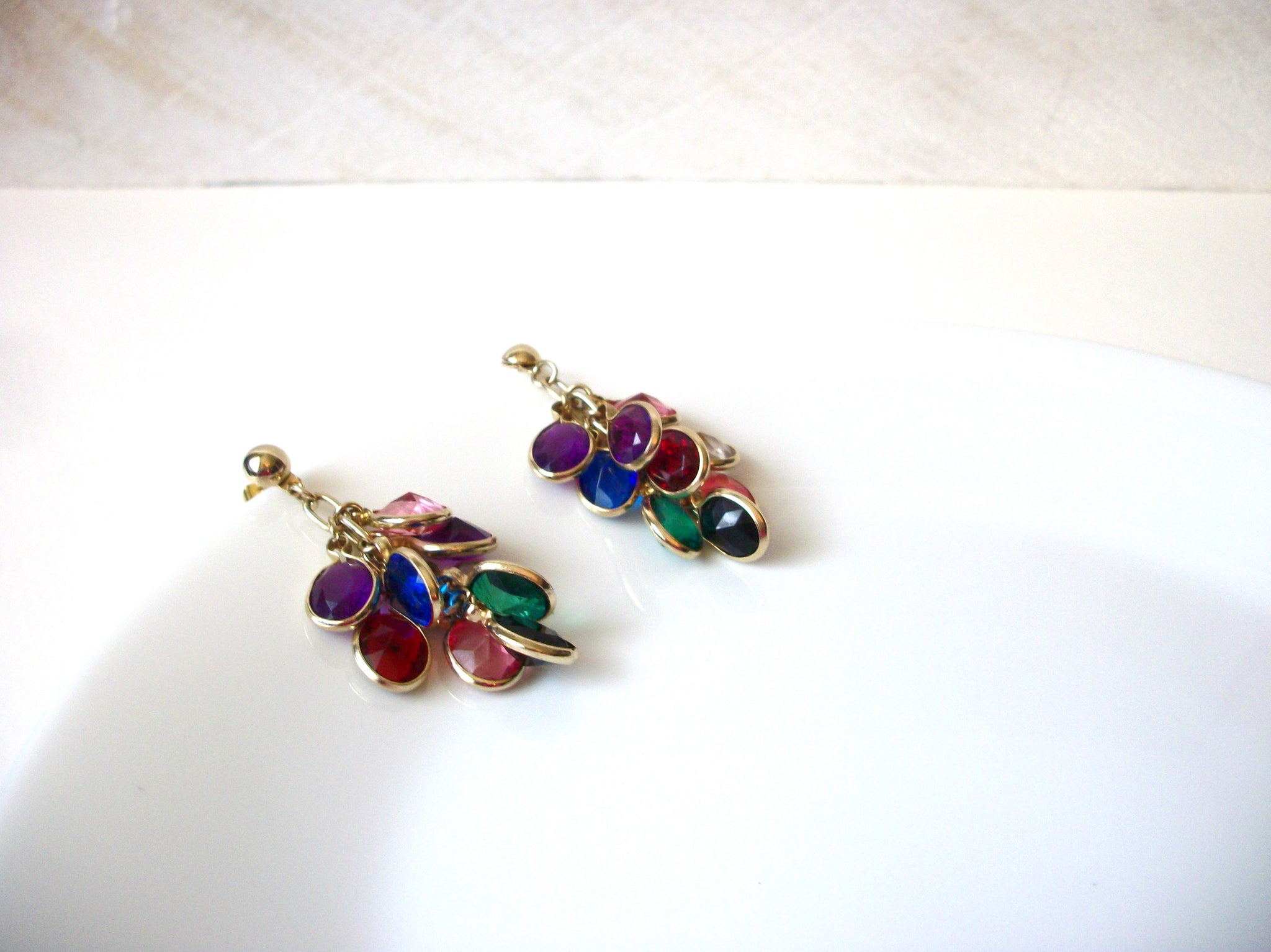 Vintage Colorful Glass Earrings 71218T