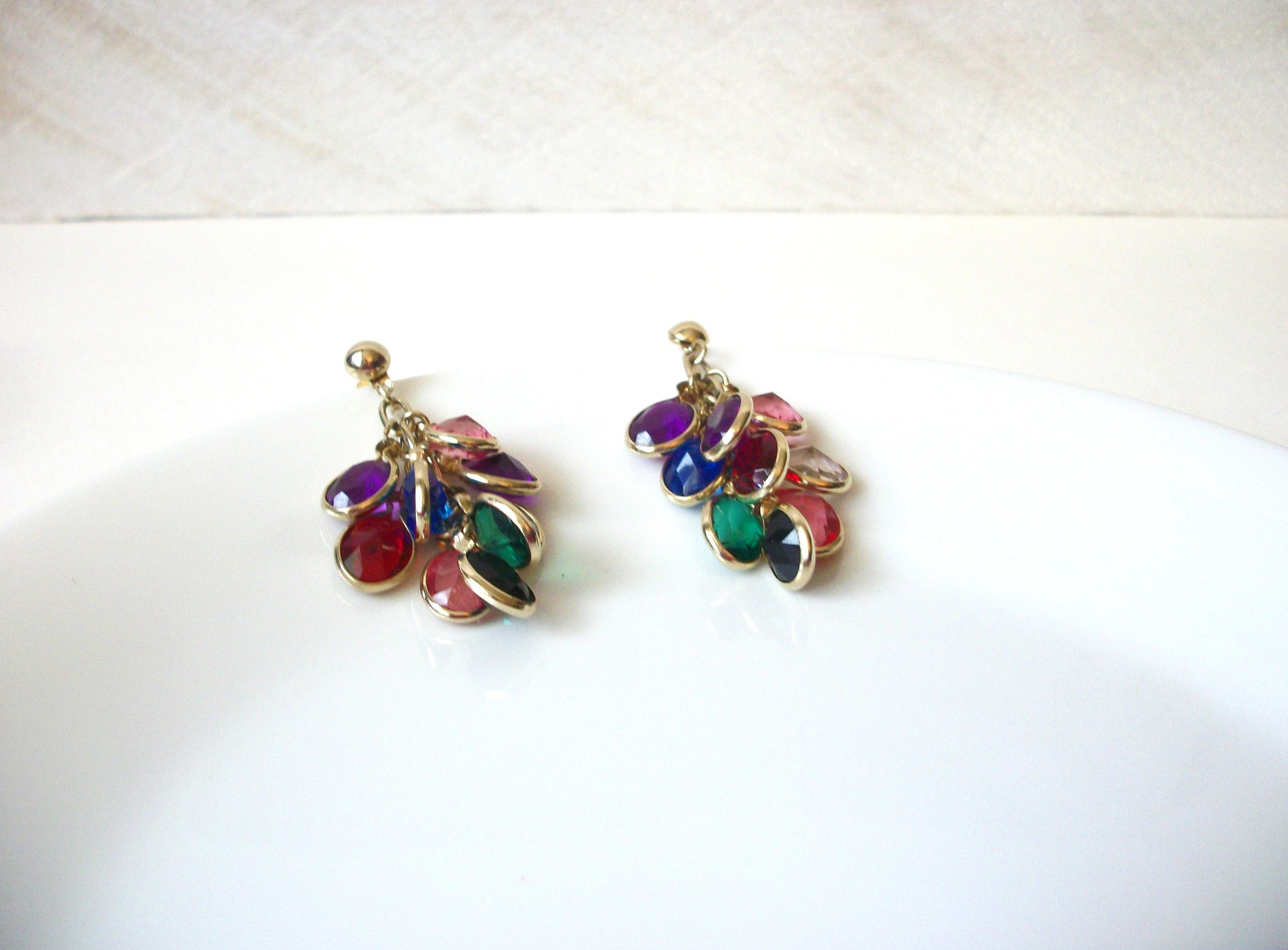Vintage Colorful Glass Earrings 71218T
