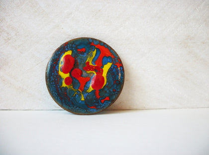 Vintage Bright Bold Fire Glazed On Copper Modernist Pin 71218T